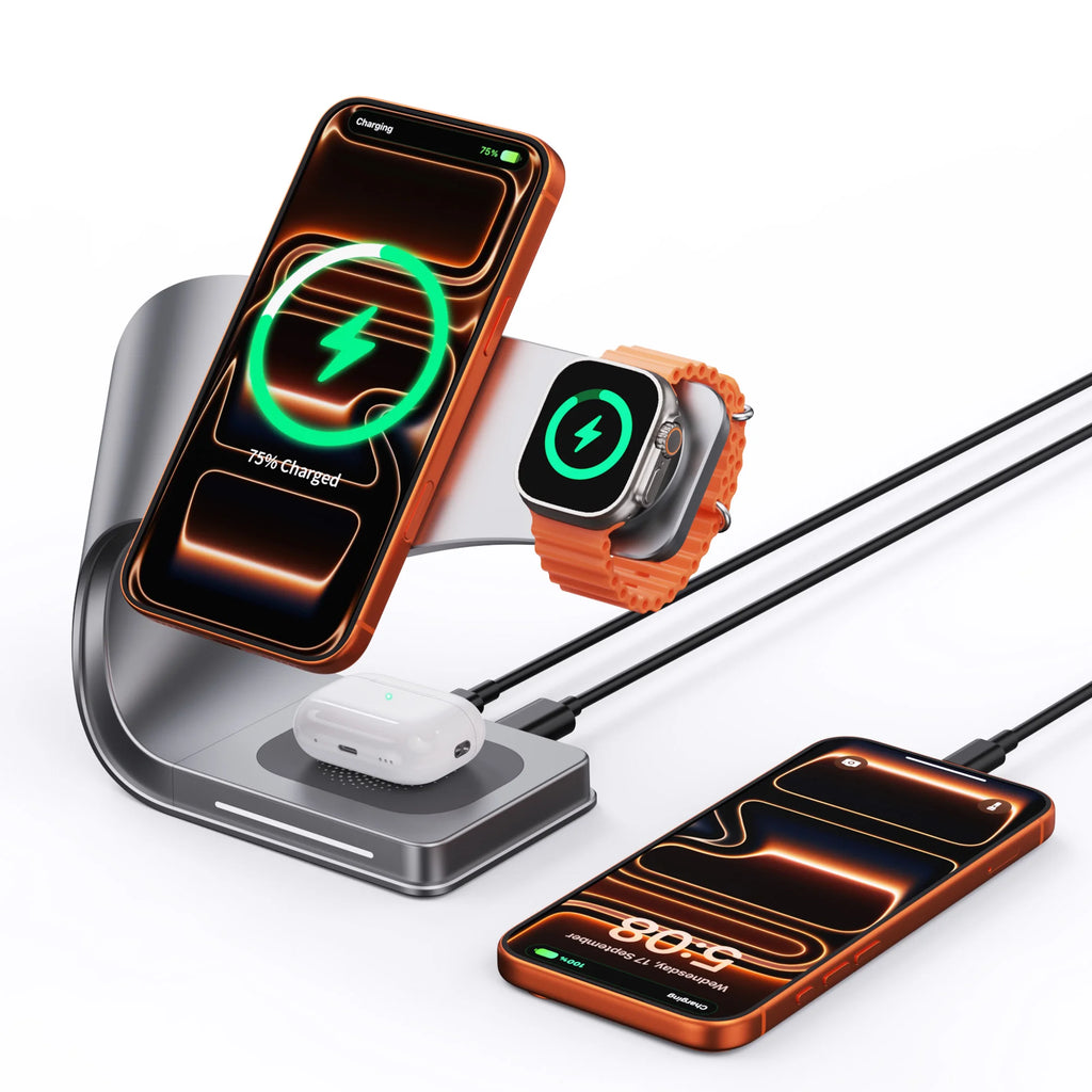 4-in-1 MagSafe Wireless Charging Station – 15W Metal Dock
