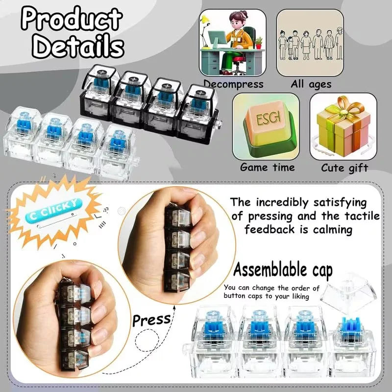 LED Stress Relief Button Keychain Toy